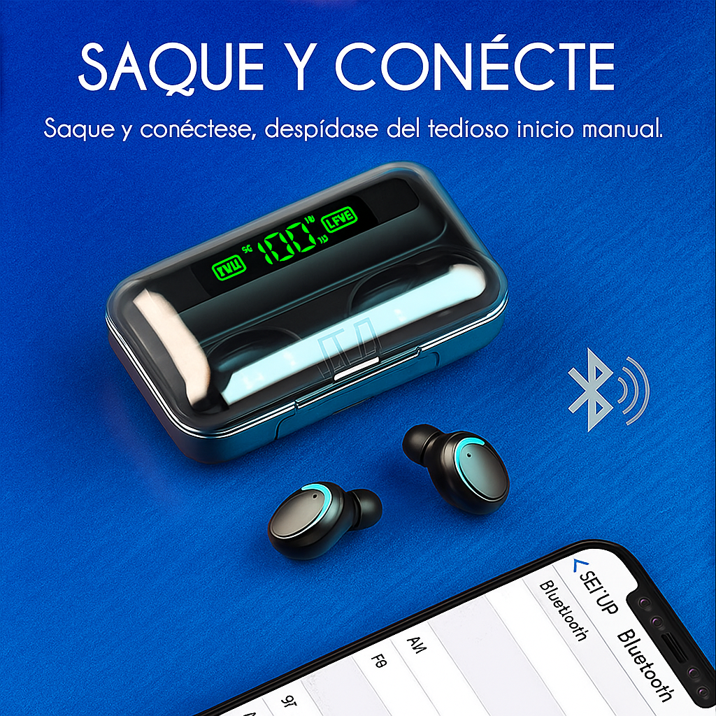 Auriculares inalámbricos F9 ERISEL pantalla led estuche de carga 2000mAh autonimia de 90 horas