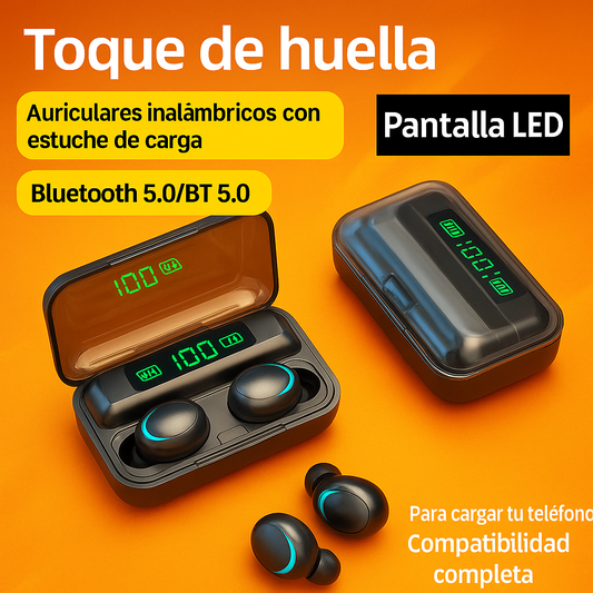 Auriculares inalámbricos F9 ERISEL pantalla led estuche de carga 2000mAh autonimia de 90 horas