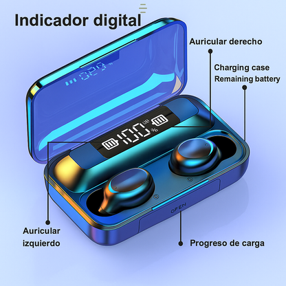 Auriculares inalámbricos F9 ERISEL pantalla led estuche de carga 2000mAh autonimia de 90 horas