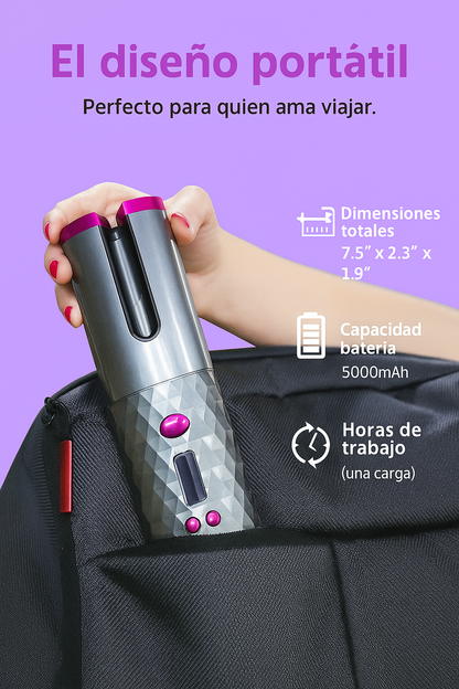 Rizador de Pelo ERISEL 6 Tipos de ajustes para diferentes ondas, batería de 5000mAh pantalla led, llega hasta los 210º de temperatura