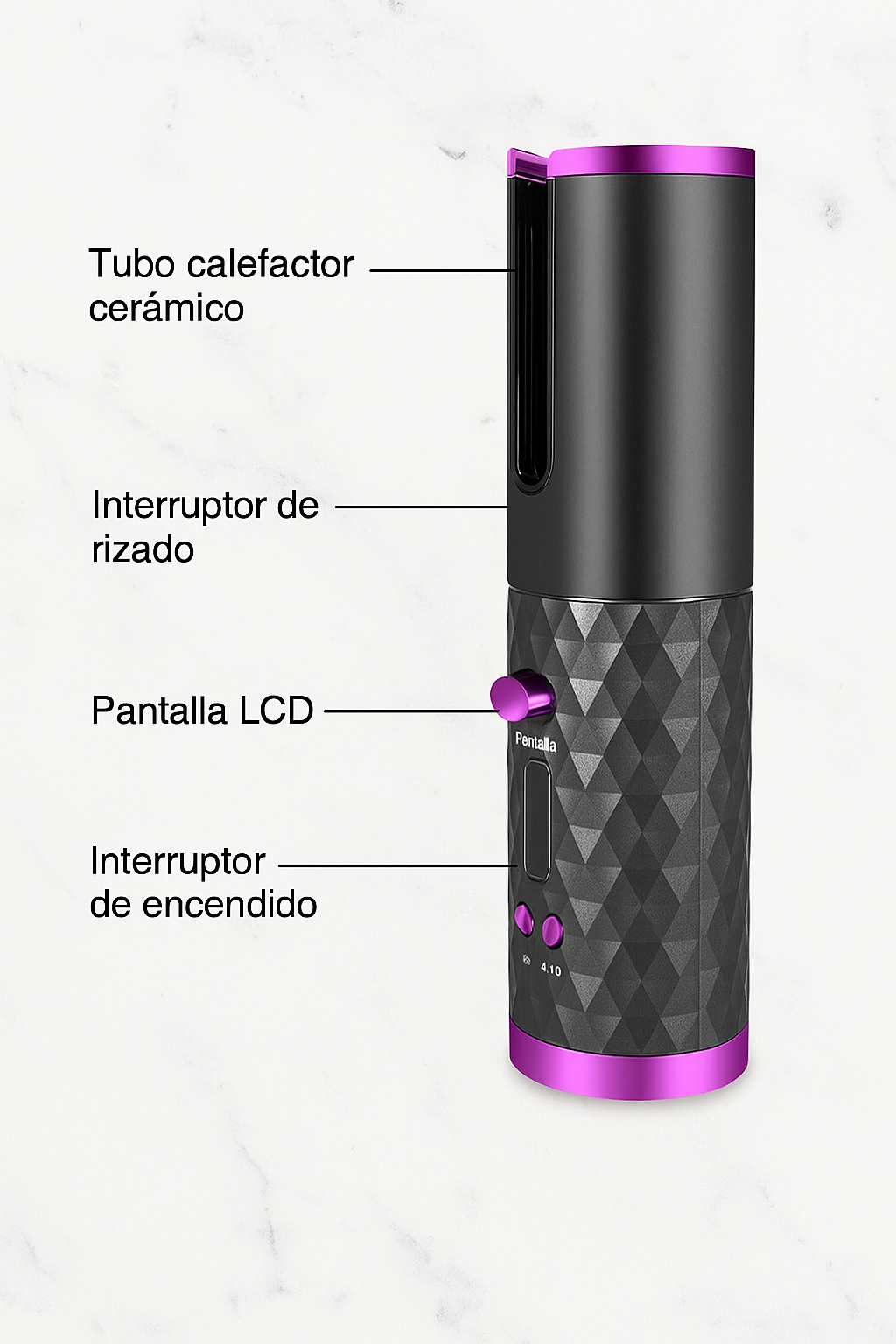 Rizador de Pelo ERISEL 6 Tipos de ajustes para diferentes ondas, batería de 5000mAh pantalla led, llega hasta los 210º de temperatura