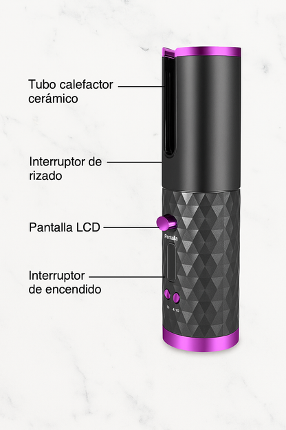 Rizador de Pelo ERISEL 6 Tipos de ajustes para diferentes ondas, batería de 5000mAh pantalla led, llega hasta los 210º de temperatura
