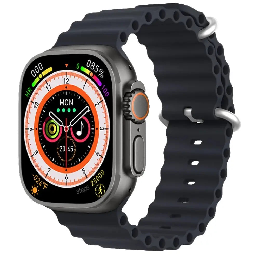 Smartwatch S8 ultra MAX (reloj inteligente) Erisel Controla la música de tu celular.  Notificaciones de redes sociales.  Avisa de llamadas entrantes.  Contestar y realizar llamadas.  Monitorea ritmo cardiaco.  Oxímetro etc...